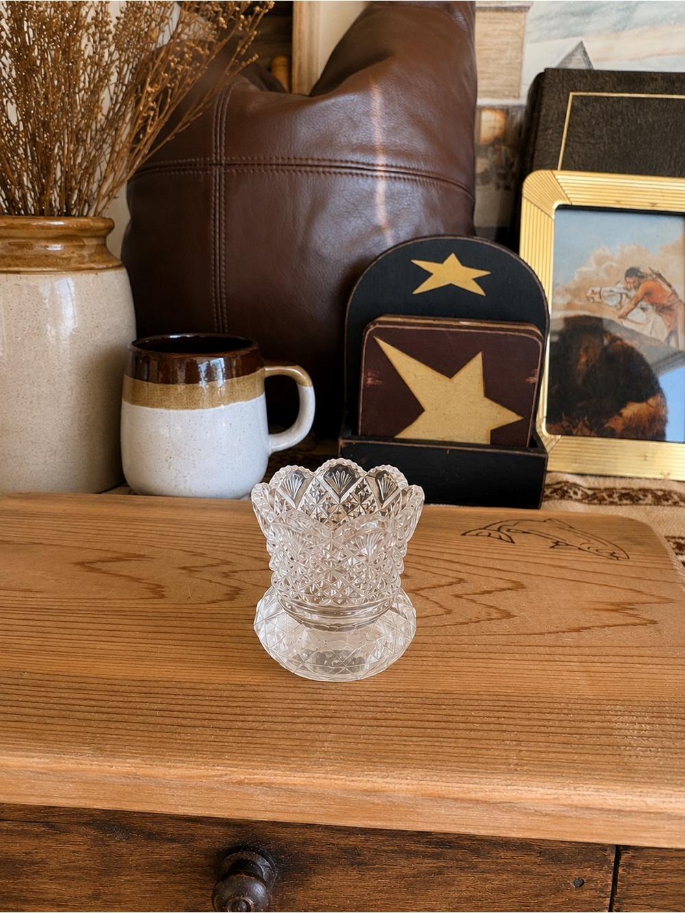 Vintage Clear Pressed Glass Toothpick Holder or Shot Glass